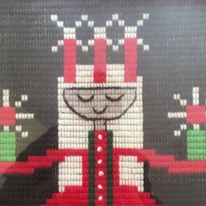 Vintage framed festive Christmas, Hanukkah, holiday tapestry